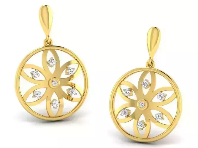 Round Shaped Drop Earrings With Diamonds 12