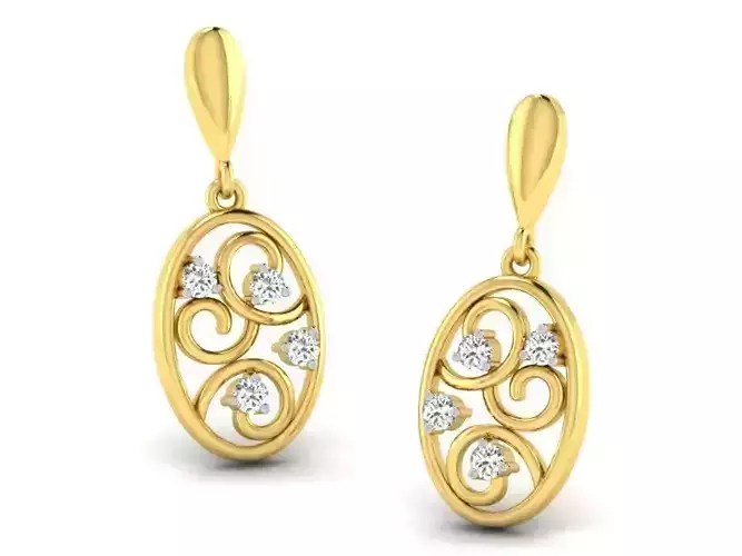 Oval Shaped Drop Earrings With Diamonds 4