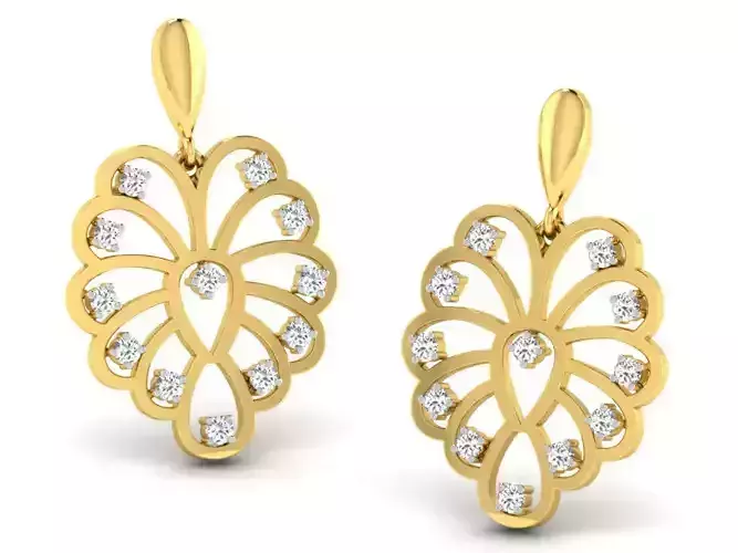 Flower Shaped Drop Earrings With Diamonds 6