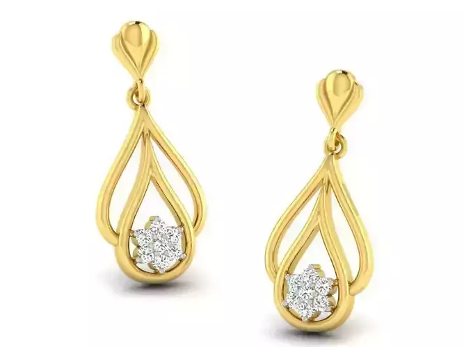 Drop Shaped Drop Earrings With Diamonds 1