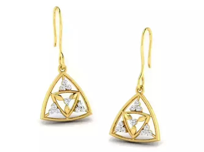 Circular Triangle Shaped Drop Earrings With Diamonds 3D print model
