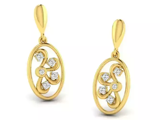 Oval Shaped Drop Earrings With Diamonds 5