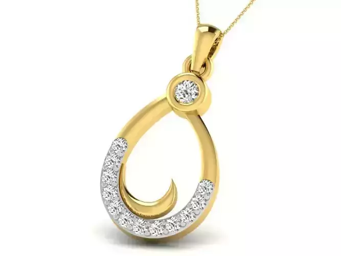 Drop Shaped Golden Pendant With Diamonds 12
