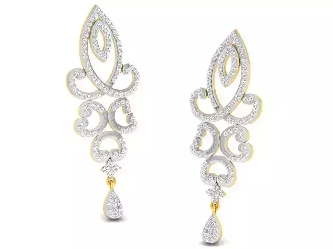 Golden Drop Earrings With Diamonds 24