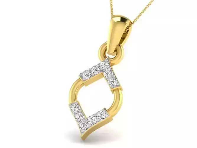Marquise Shaped Golden Pendant With Diamonds 8