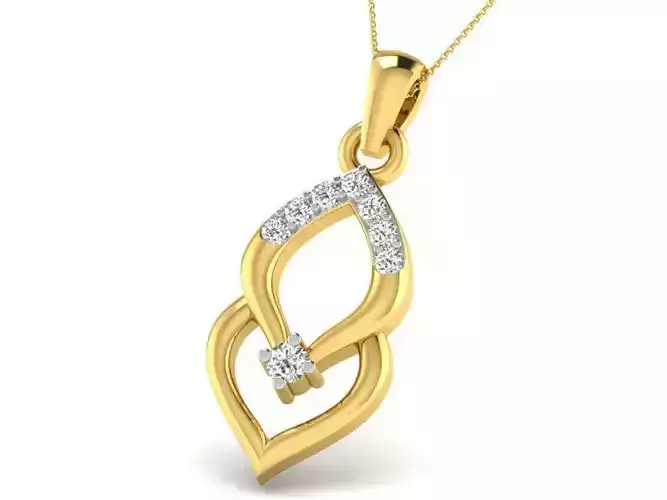 Marquise Shaped Golden Pendant With Diamonds 9