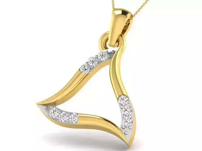 Triangle Shaped Golden Pendant With Diamonds 1