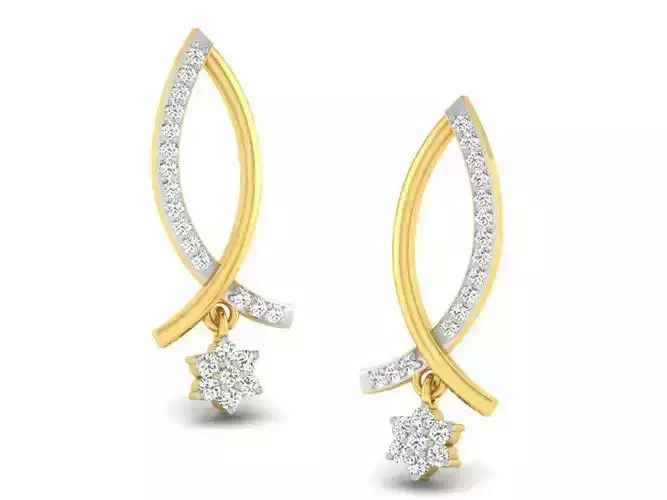 Golden Drop Earrings With Diamonds 25