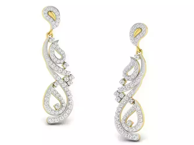 Golden Drop Earrings  With Diamonds