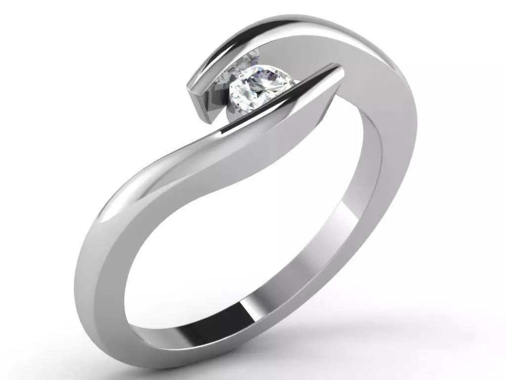 Spiral Silver RIng with Diamonds  2 3D print model_0