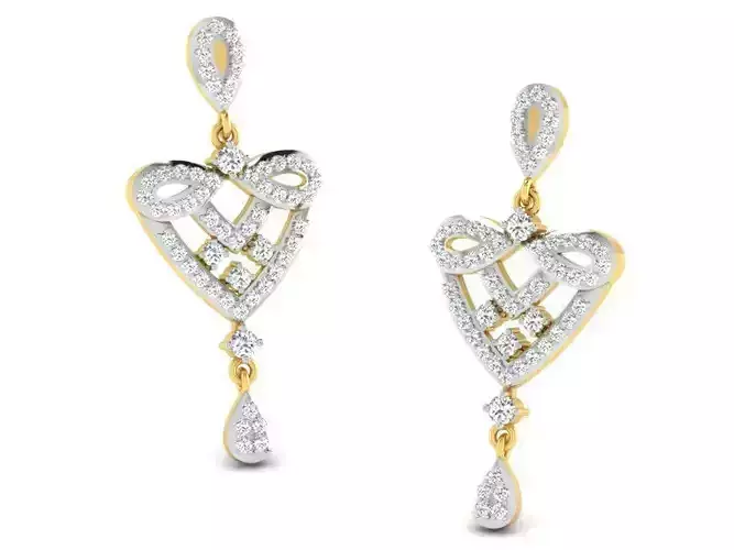 Golden Drop Earrings  With Diamonds 1