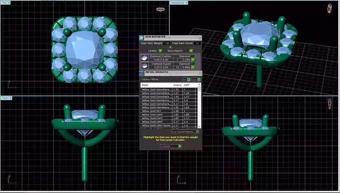 Square Shaped Pendant With Gem 36