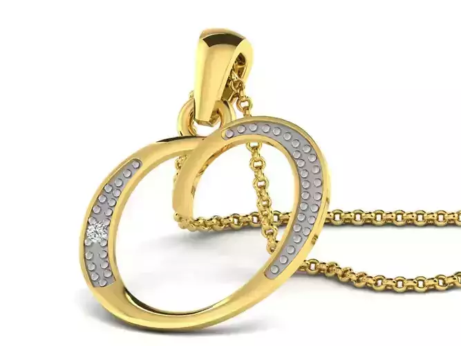 Letter O Script Golden Pendant With Diamonds
