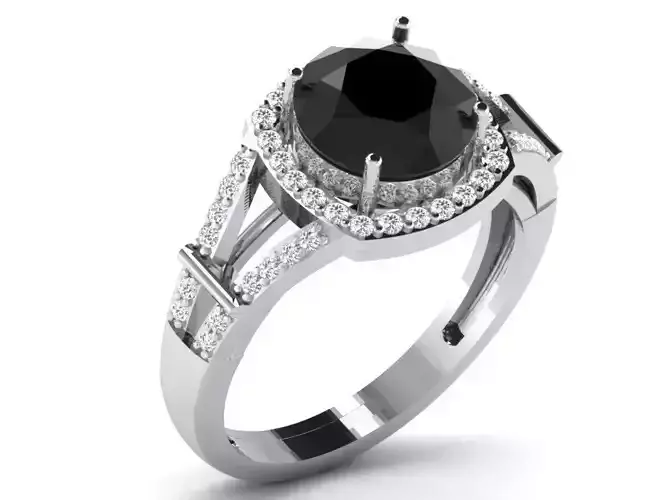 Silver Halo Ring With Diamonds And Gems 1