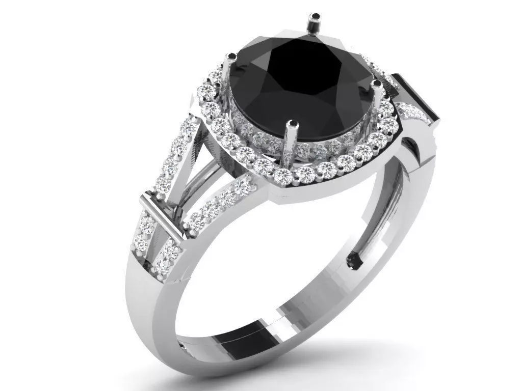 Silver Halo Ring With Diamonds And Gems 1 3D print model_0