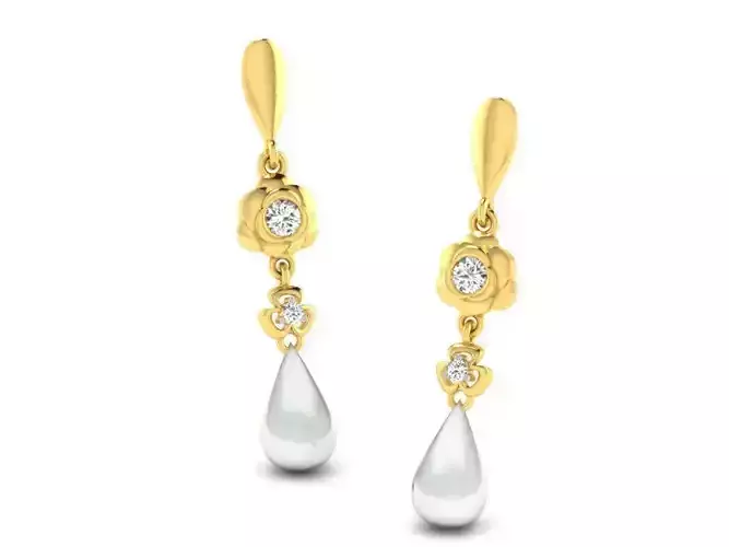 Golden Drop Earrings With Pearl 1