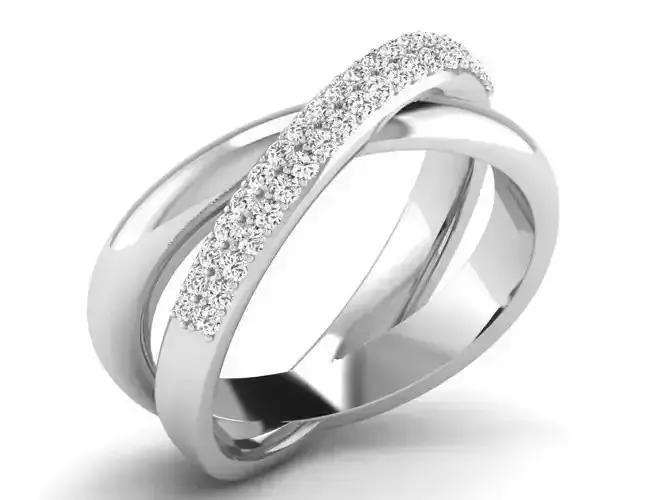 Silver Spiral Wedding Ring With Diamonds 1