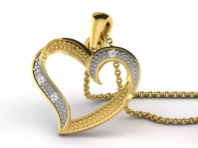 Heart Shaped Golden Pendant  1 3D print model