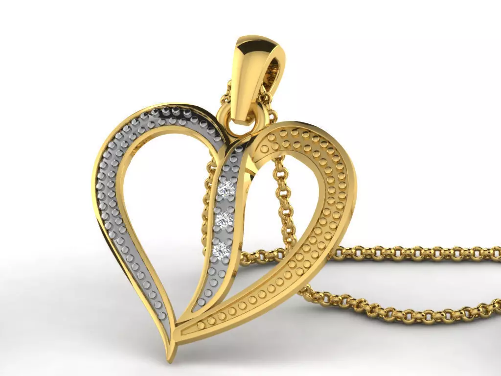 Heart Shaped Golden Pendant  2 3D print model_0