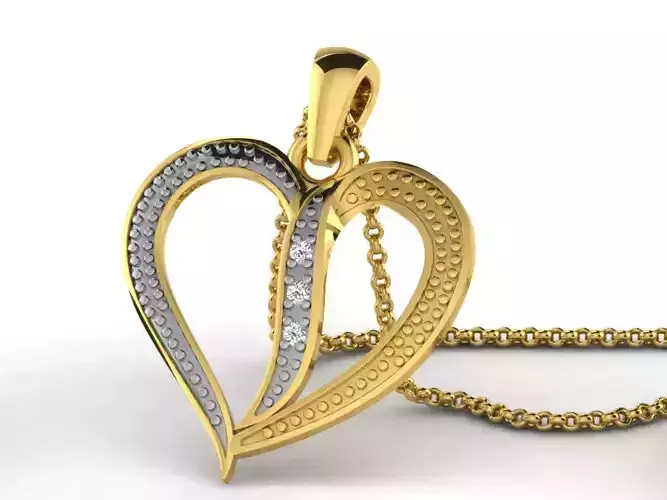 Heart Shaped Golden Pendant  2 3D print model