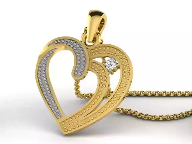 Heart Shaped Golden Pendant  4 3D print model