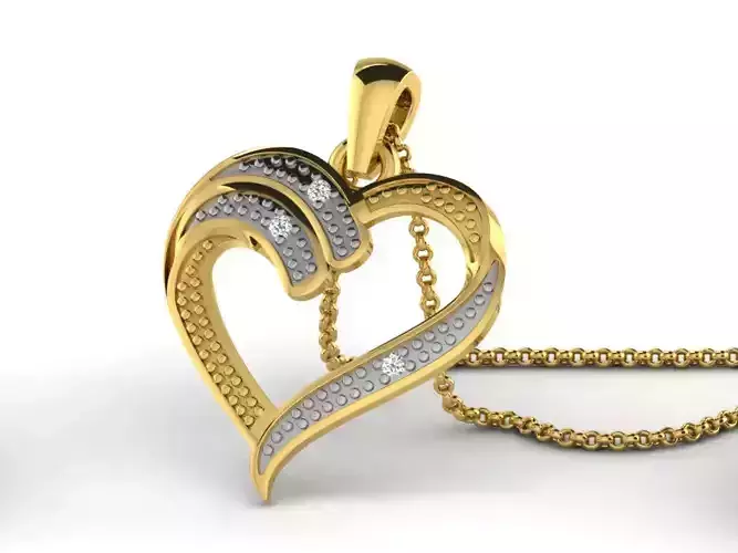 Heart Shaped Golden Pendant  5 3D print model