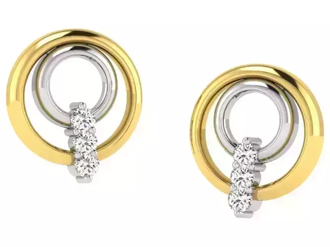Round Drop Earrings With Diamonds 2 3D print model