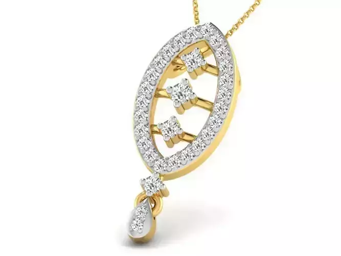 Marquise Shaped Golden Pendant With Diamonds 10