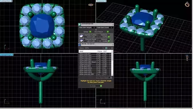 Square Shaped Pendant With Gem 43