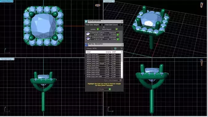 Square Shaped Pendant With Gem 44