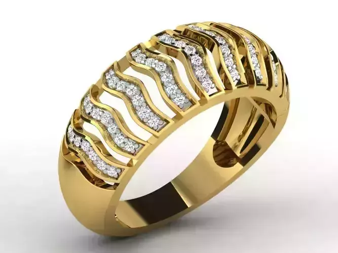Gold Color Ring With Diamonds 1