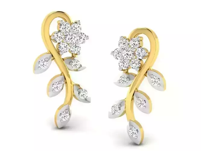 Floral Design Earrings With Diamonds 1