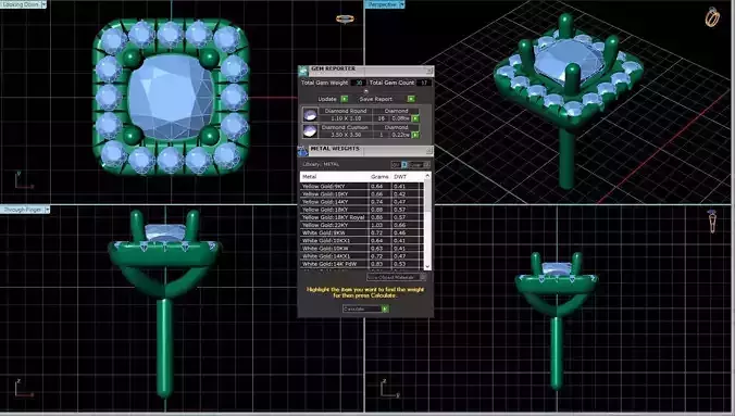 Square Shaped Pendant With Gem 47