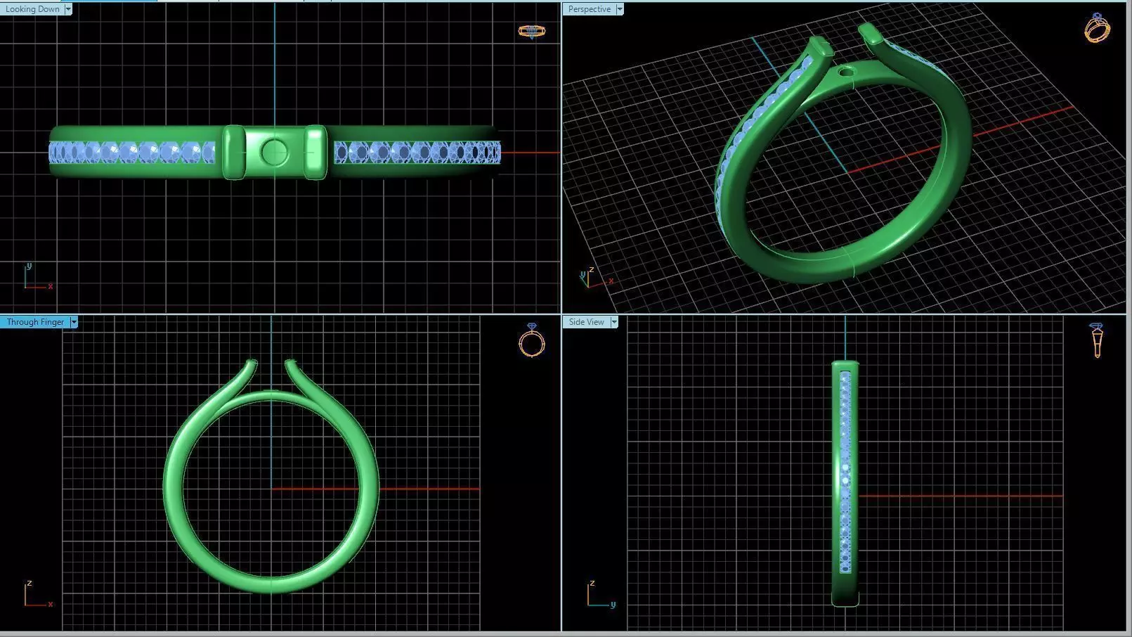 Thin Side Stone Ring 3D print model_0