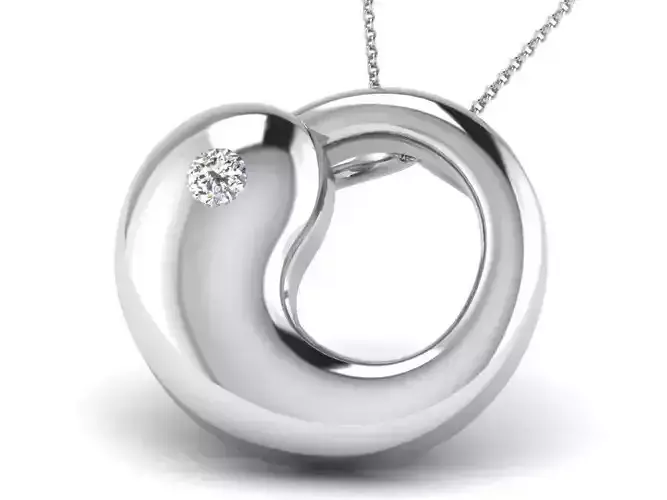 Silver Spiral Pendant with Diamond