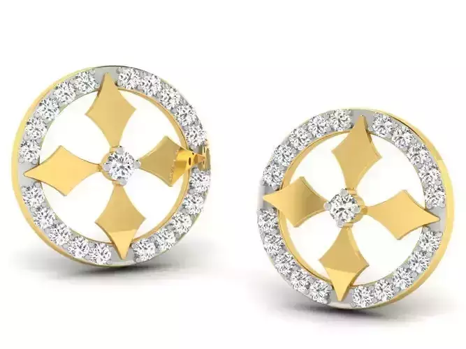 Round Shaped Ear Studs With Diamonds 4