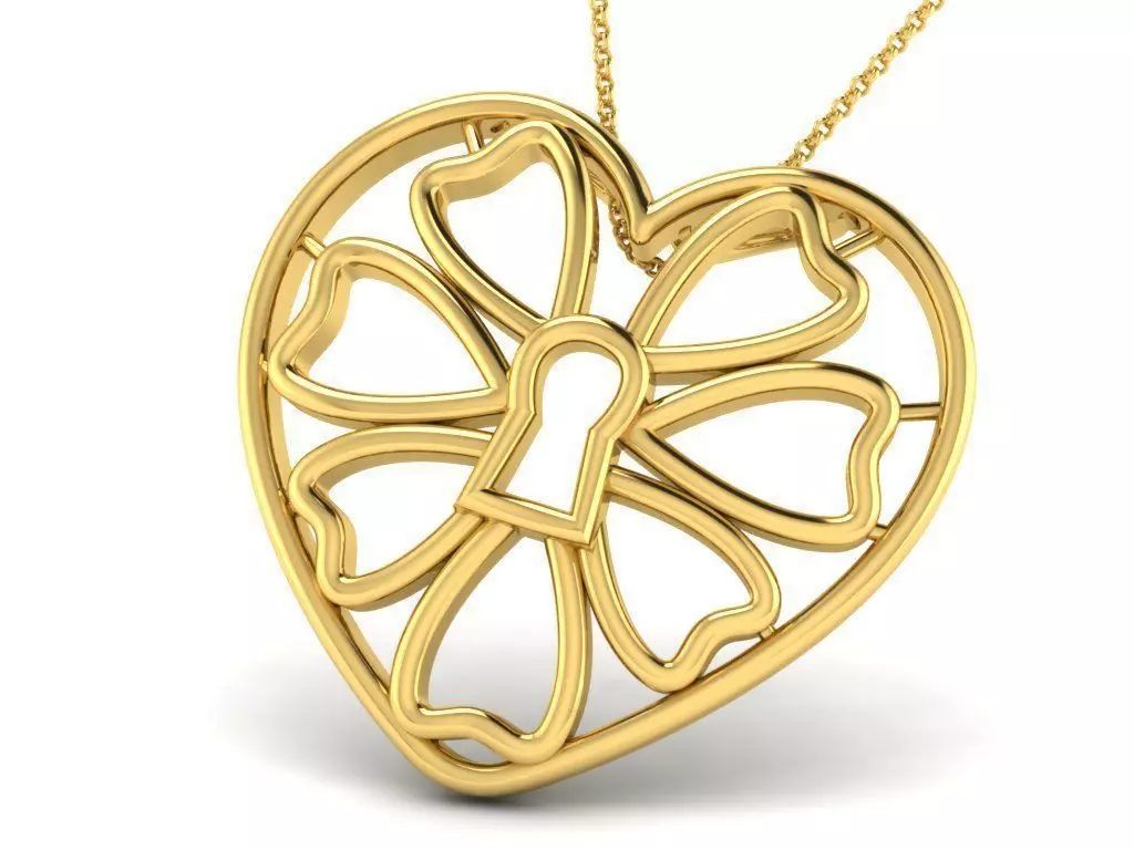 Heart Shaped Golden Pendant  6 3D print model_0