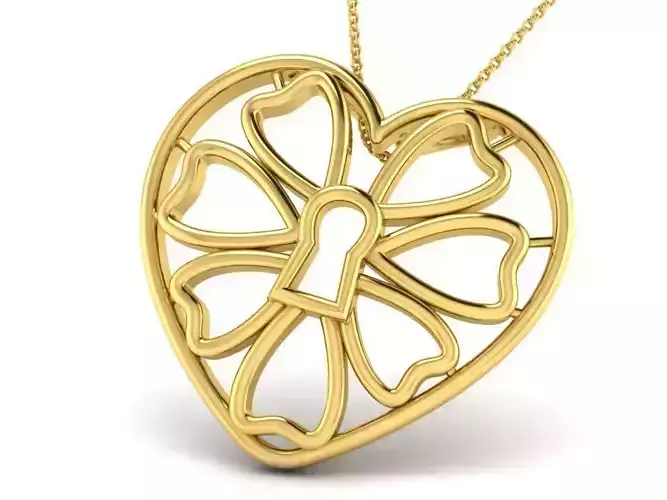 Heart Shaped Golden Pendant  6 3D print model