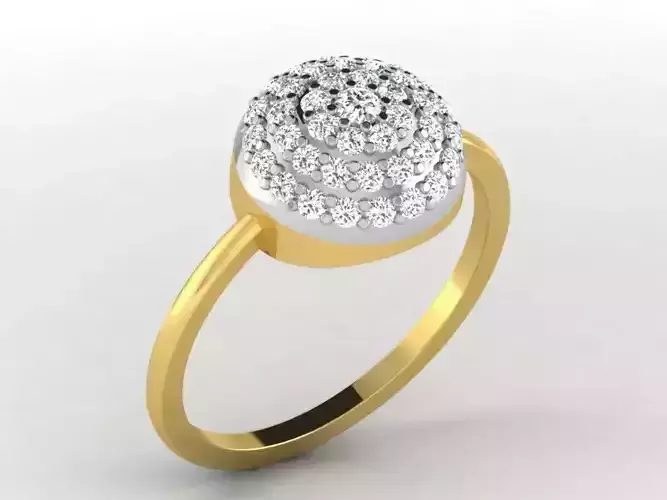 Thin Round Multimetal Ring With Diamonds