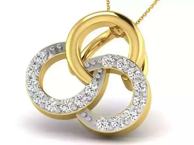 Flower Shaped Golden Pendant With Diamonds 41