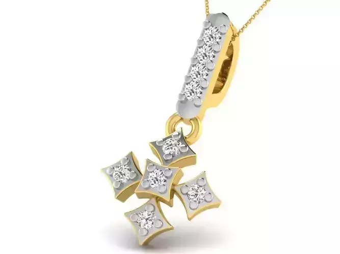 Gold Color Pendant With Diamonds 17