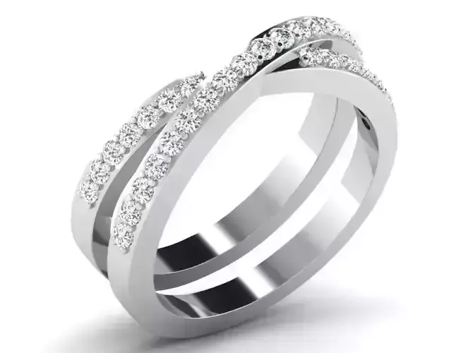 Silver Criss Cross Ring With Diamonds