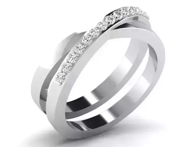 Silver Criss Cross Ring With Diamonds 1