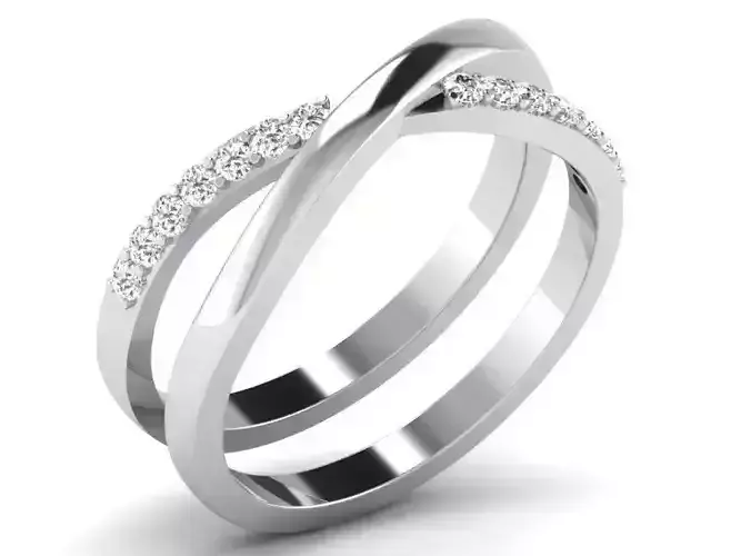 Silver Criss Cross Ring With Diamonds 2
