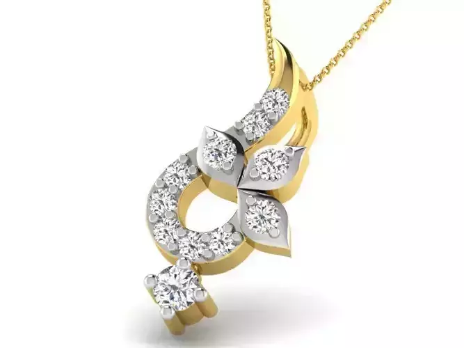 Golden Floral Design Pendant With Diamonds 5