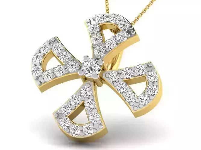 Cross Shape Golden Pendant With Diamonds