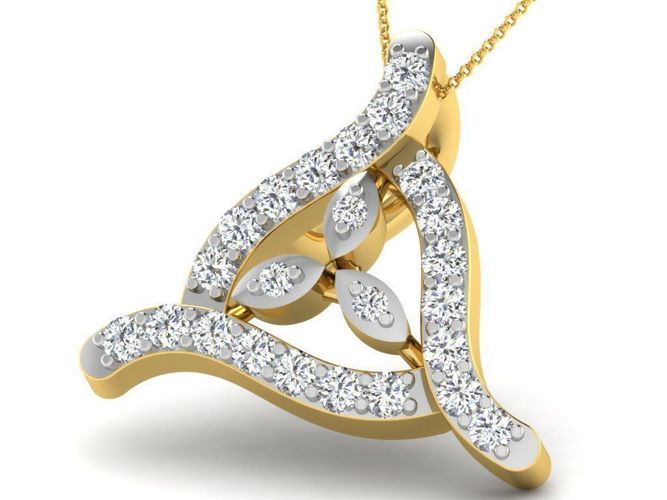Golden Triangular Pendant With Diamonds 3D print model