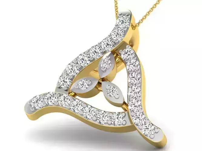 Golden Triangular Pendant With Diamonds