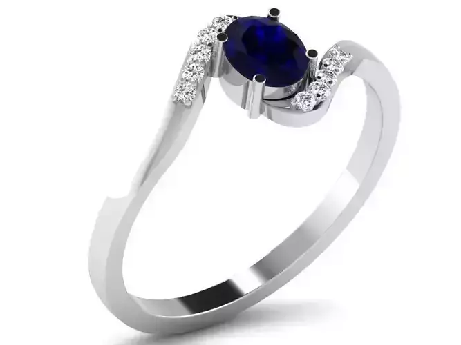 Spiral Silver Ring With Sapphire