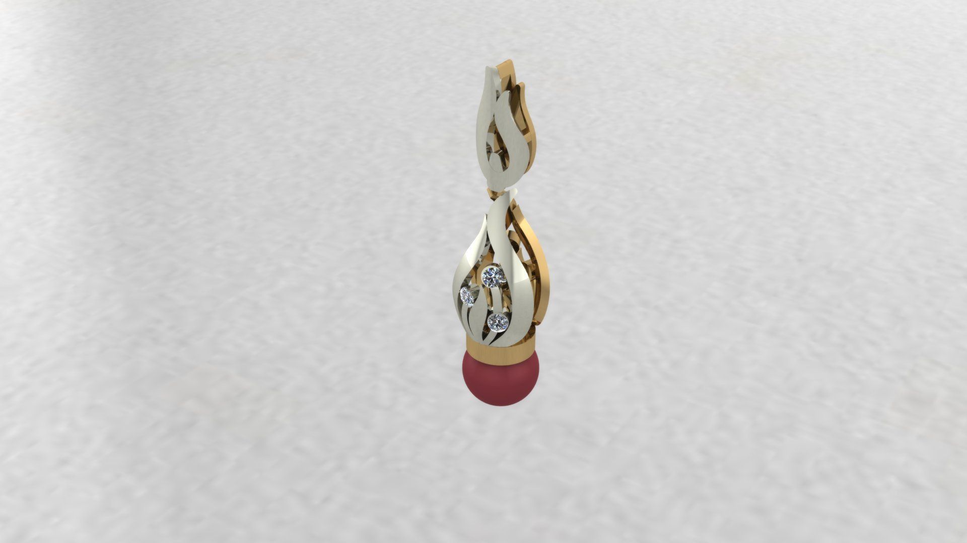 Earrings pendant with pearls and diamonds 3D print model_3
